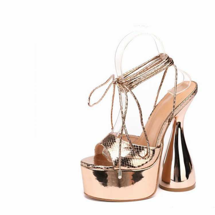 Brand Open Toe Platform High Heels Sandals Ankle Strappy Party Dress Clubwear Fashion Summer Wedding Solid Shoes Woman