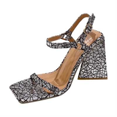 New Design Strange Triangle High Heels Sandals Women Summer Fashion Square Toe Ankle Buckle Strap Party Wedding Shoes