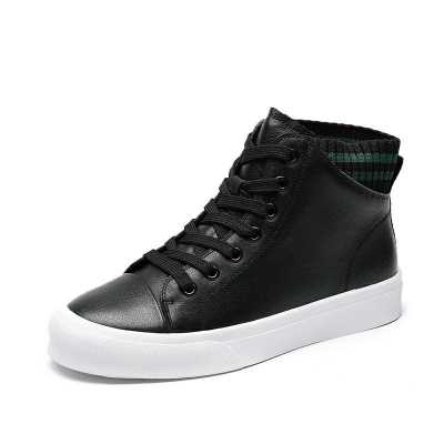 Cow leather Women white Sneakers Casual Flat platform Ladies High top Shoes Fashion Women's Shoes