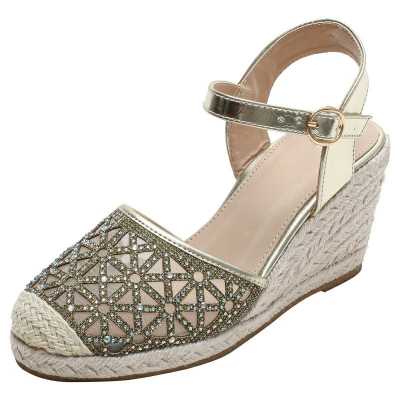 Slope heel platform sandals 2021 summer sponge cake with a word belt all match casual fashion mother shoes