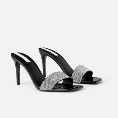 Water Diamond High Heeled Shoes Sexy Peep toe Crystal Sandals For Women Sexy Night Club Slides Blingling