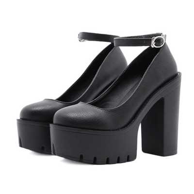 Summer NewHigh heeled women's shoes with metal buckle Roman thick soled single shoes gladiator shoes T165 1