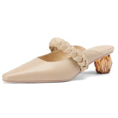 Fashion Strange Style Genuine Leather Med Heels Sandals Women Summer Party Shoes Ladies Sandales Femmes 2021