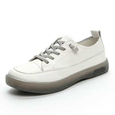 Loafers Ladies Genuine Leather Large Size Spring New Lace up White Shoes Women Fashion Casual Soft Sole Flat Shoes Women