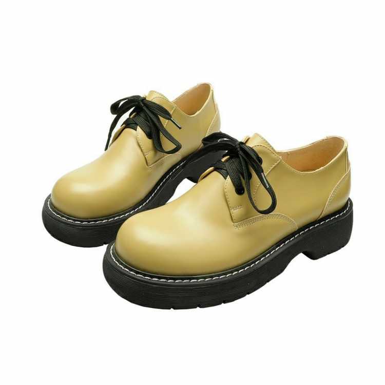 Women's Shoes Large Size 35 43 Spring 2021 New Thick Bottom British Style Oxford Shoes Ladies Lace Fruit Green Loafers Women