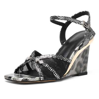 Ankle Strap Mixed Colors Wedges Sandals For Women High Heels Sandals Ladies Summer Casual Shoes 2021