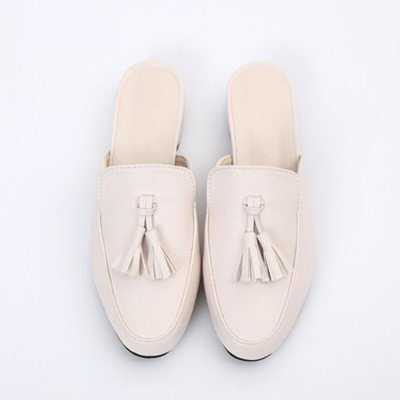 Women Tassel Mules Woman Fashion Leather Women's Low Heels Outdoor Slippers Ladies Slip On Closed Toe Female Casual Shoes