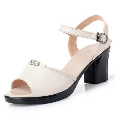 Women's Sandals High Heel 2021 New Summer Women's Fashion Sandals Thick Heel Open Heel Roman Sandals Ladies