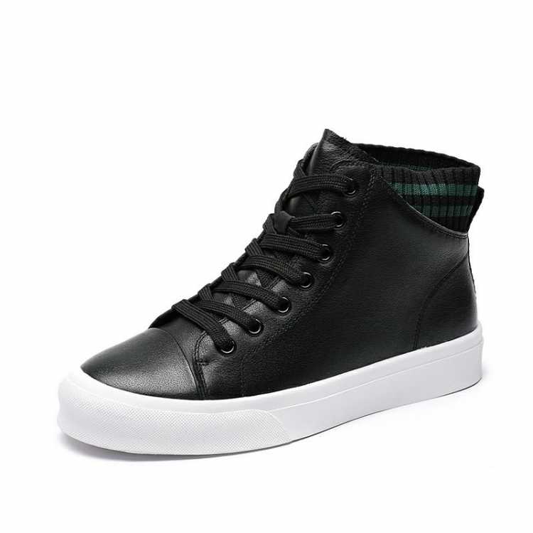 Cow leather Women white Sneakers Casual Flat platform Ladies High top Shoes Fashion Women's Shoes