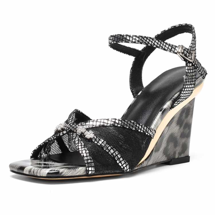 Ankle Strap Mixed Colors Wedges Sandals For Women High Heels Sandals Ladies Summer Casual Shoes 2021